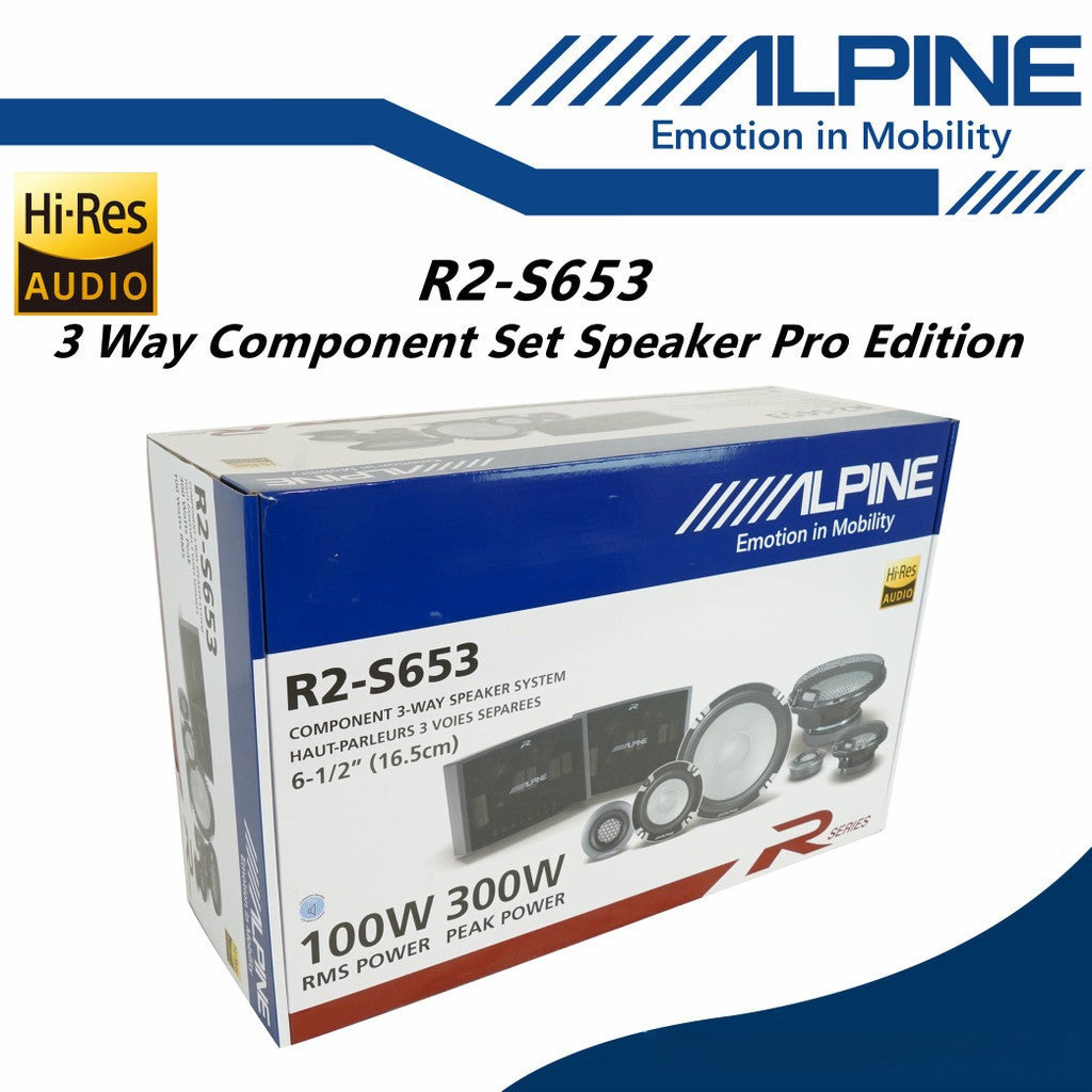 Alpine R-Series 6.5" Hi-Res Pro 3 Way Component Car Speaker Set R2-S653