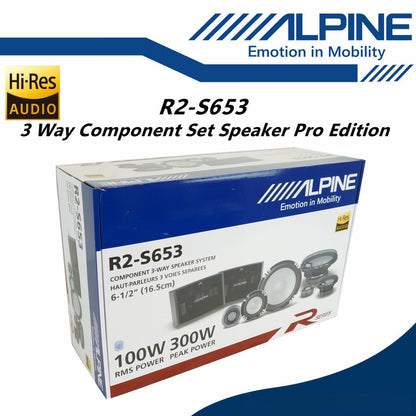Alpine R-Series 6.5" Hi-Res Pro 3 Way Component Car Speaker Set R2-S653