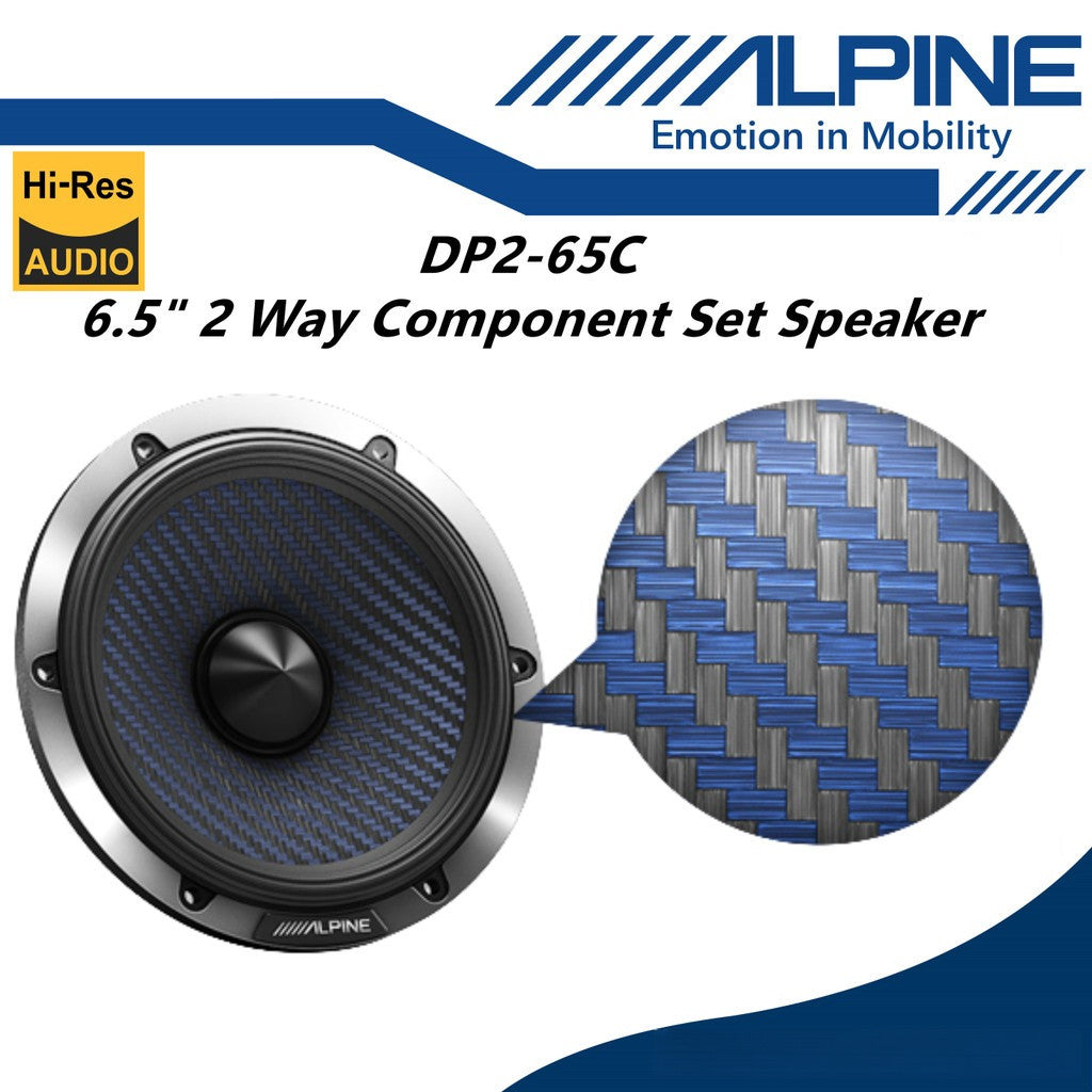 Alpine 2 Way 6.5" Hi-Res Component Set Car Speaker With Crossover n Tweeter DP2-65C
