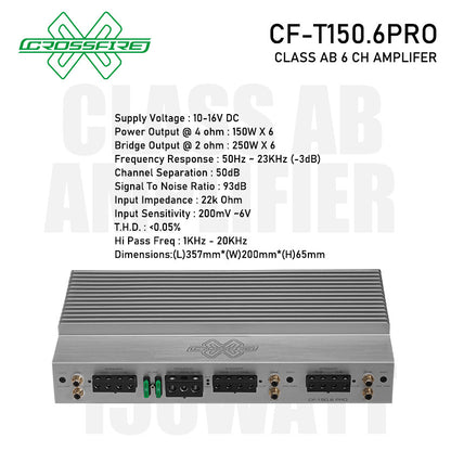 CROSSFIRE Class AB 6 Channel Amplifier CF-T150.6PRO