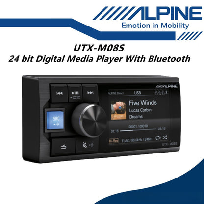 Alpine HI-RES DUAL USB Car Digital Media Receiver With Bluetooth And DSP Audio Player UTX-M08S
