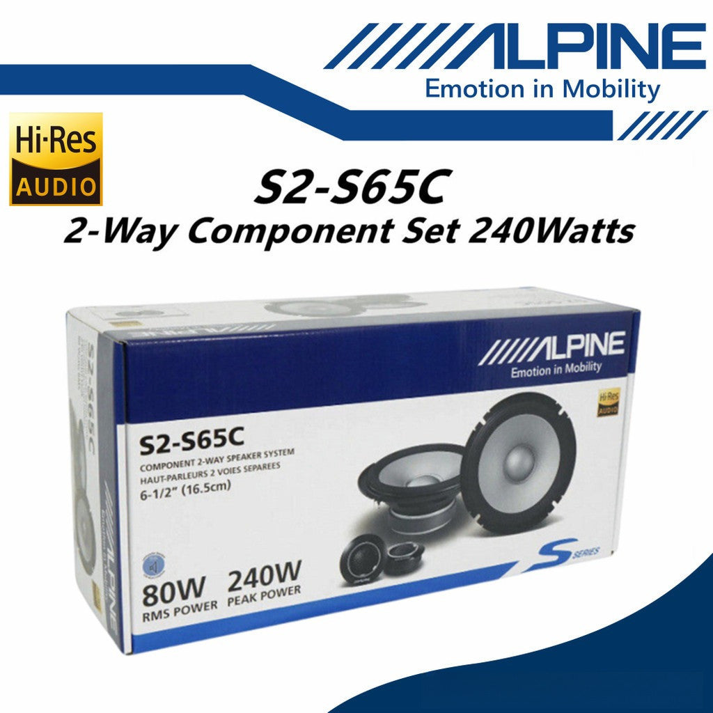 Alpine S2 Series Package 2 Way Component Speaker and 2 Way Coaxial Speaker Set S2-S65C and S2-S65