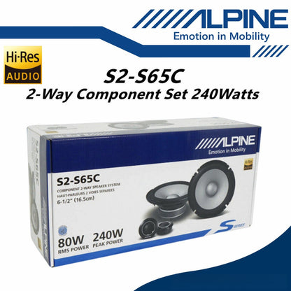 Alpine S2 Series Package 2 Way Component Speaker and 2 Way Coaxial Speaker Set S2-S65C and S2-S65