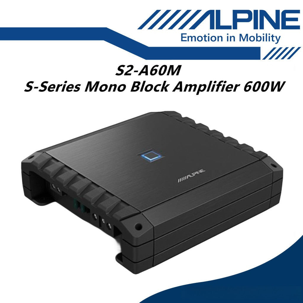 Alpine S Series Class D Mono Block Subwoofer Amplifier 600 Watts Monoblock Amp S2-A60M