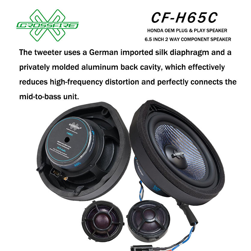 CROSSFIRE OEM 2 Way Component Speaker H65C For Honda Plug & Play