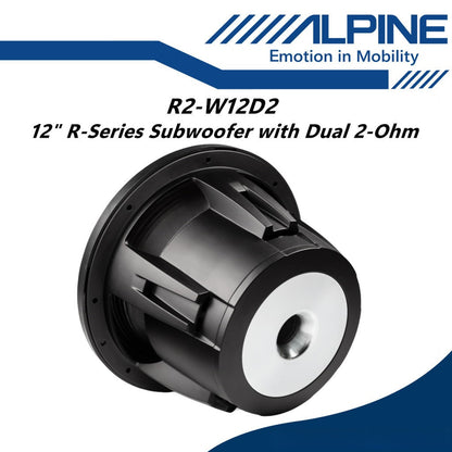 Alpine R Series 12" Subwoofer with Dual 2-Ohm Voice Coils Woofer 12 Inch R2-W12D2