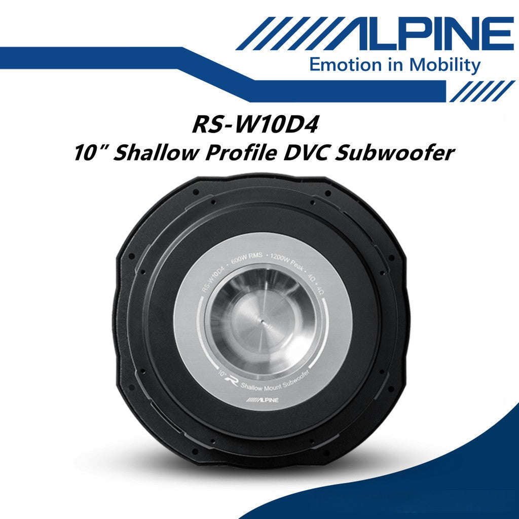 Alpine 10" Subwoofer Shallow-Mount Woofer 1800W Peak Power RS-W10D4