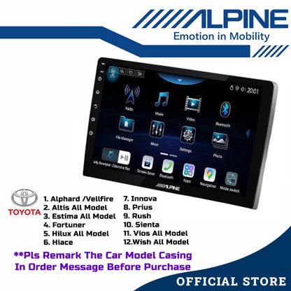 Alpine 8+256GB Car Android player 9" Or 10" Ply For Toyota Honda Proton Perodua iNE-AX809