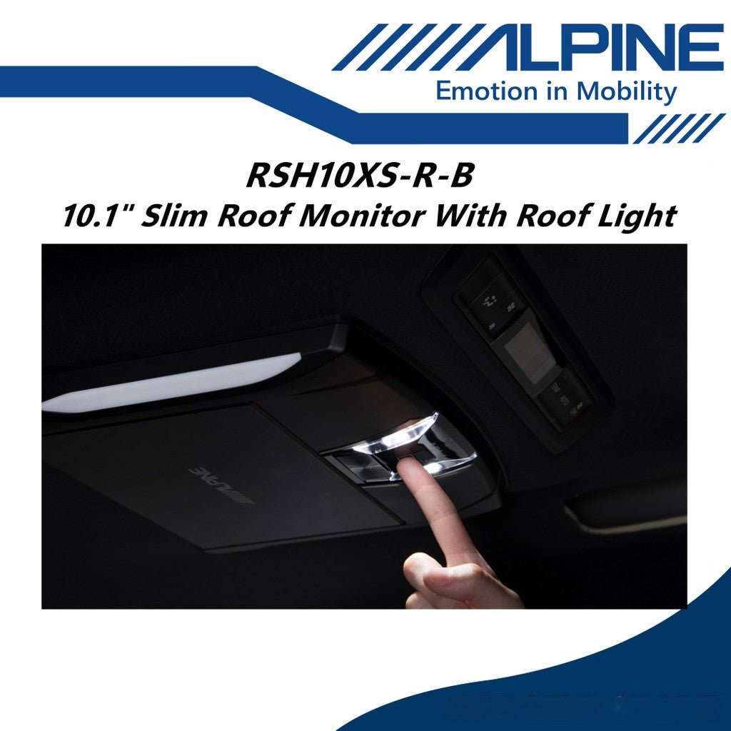 Alpine 10.1" Inch Roof Monitor Slim Rear Vision WSVGA Screen With LED Light RSH-10SX-R-B