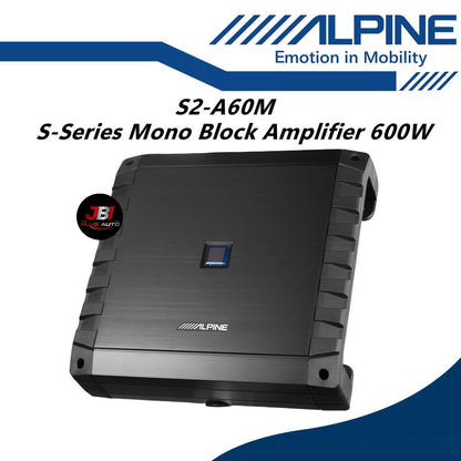 Alpine S Series Class D Mono Block Subwoofer Amplifier 600 Watts Monoblock Amp S2-A60M