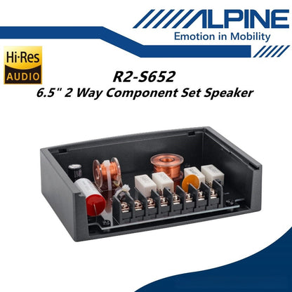 Alpine R-Series Pro 6.5" Hi-Res 2 Way Component Car Speaker Set R2-S652