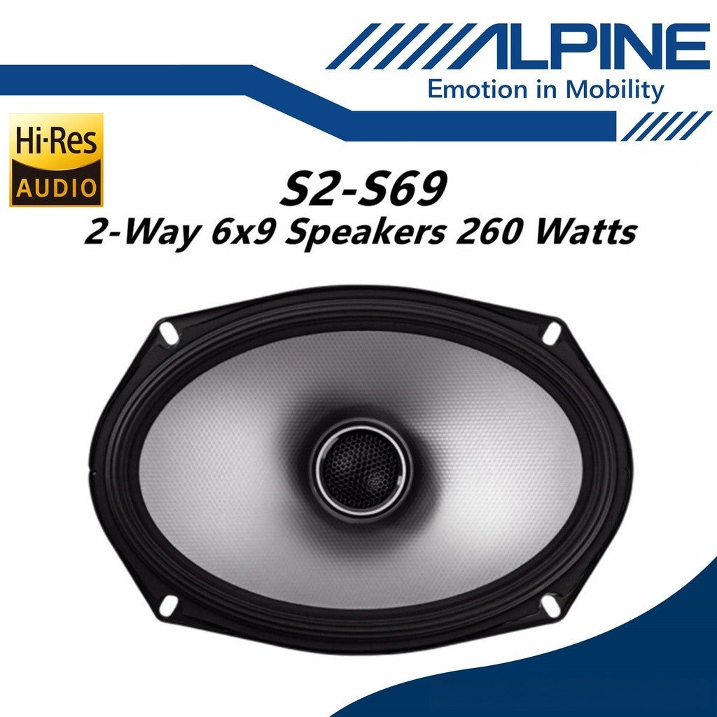 Alpine S-Series Hi-Res 2 Way Coaxial Car Speaker (6 x 9") S2-S69