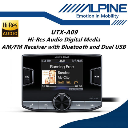 Alpine HI-RES Audio Car Digital Media AM/FM Receiver With  Bluetooth And DUAL USB UTX-A09