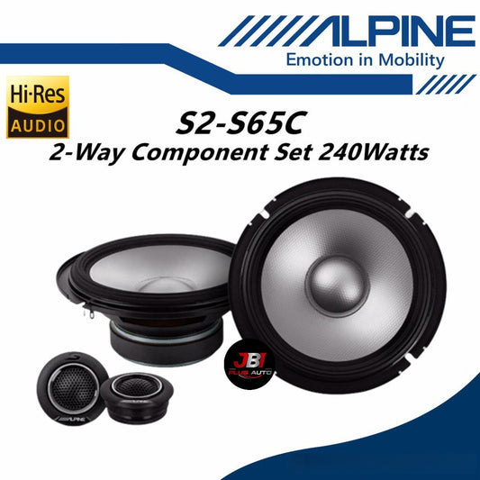 Alpine Package 2 Way 6.5" Component Speaker With Active Sub Woofer Underseat Subwoofer S2-S65C + PWE-M770