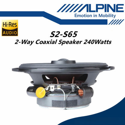 Alpine S2 Series Package 2 Way Component Speaker and 2 Way Coaxial Speaker Set S2-S65C and S2-S65