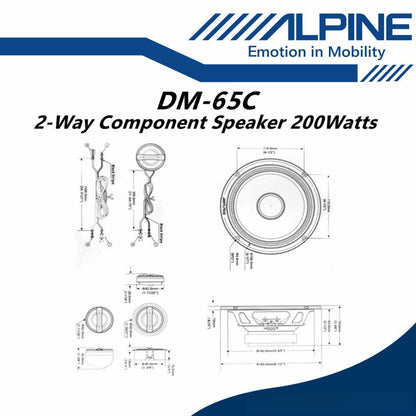 Alpine Package Deal DM Series 6.5" Component Set Car Speaker and 6.5" Coaxial Speaker Spk DM-65C + DM-65