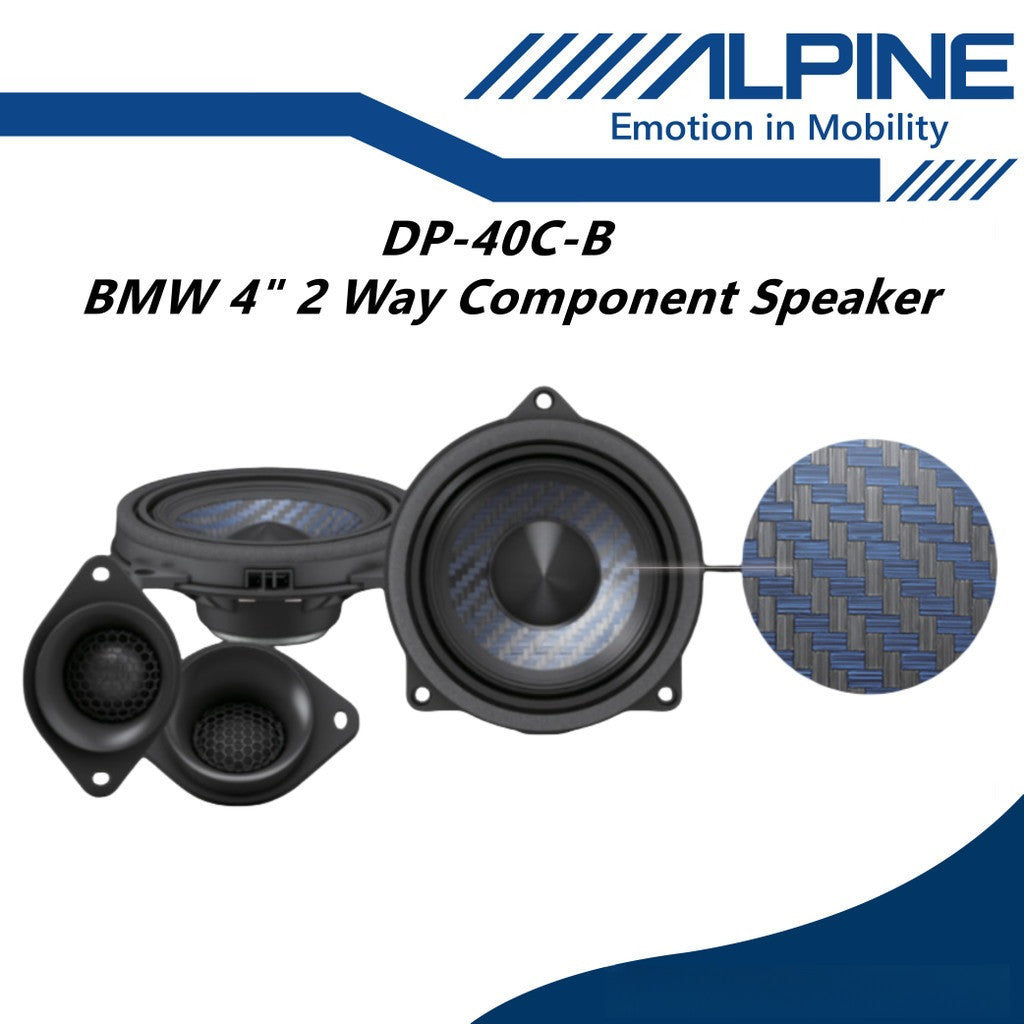 Alpine BMW 4" Plug n Play Speaker 2 Way Component Set PnP 4 Inch Component Spk DP-40C-B