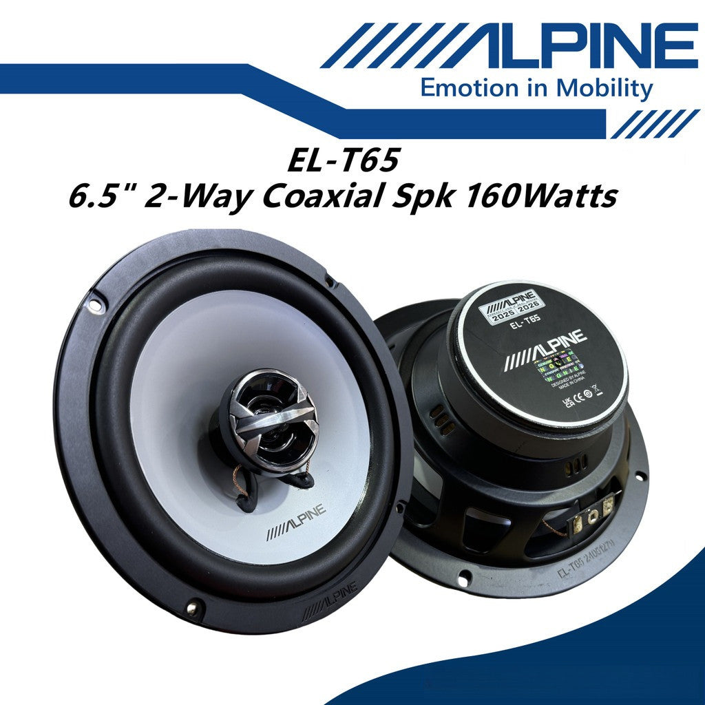Alpine 6.5" Inch 2 Way Coaxial Car Speaker 160 Watts Car Spk EL-T65