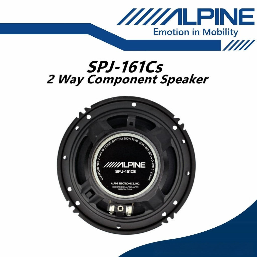 Alpine 2 Way Component Set Car Speaker With Tweeter (6"/250W) SPJ-161CS