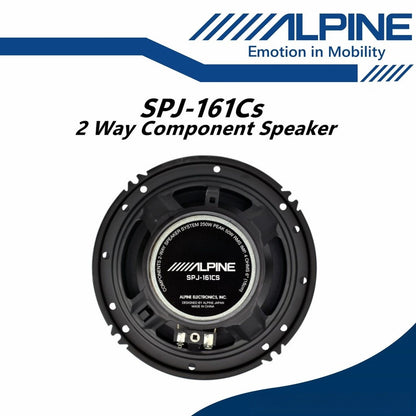 Alpine 2 Way Component Set Car Speaker With Tweeter (6"/250W) SPJ-161CS