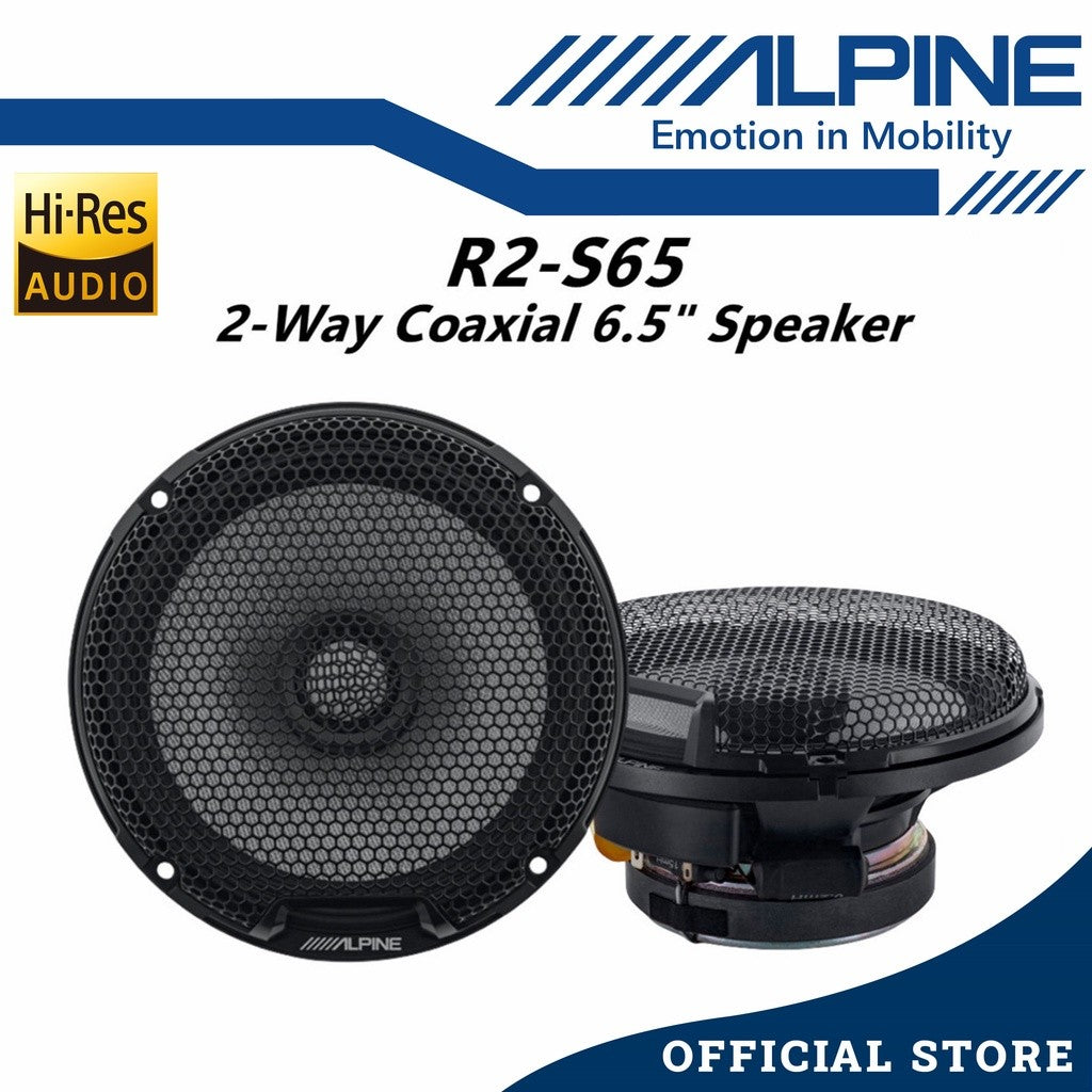 Alpine R-Series Hi-Res 2 Way Coaxial Car Speaker Peak Power (300W/6.5") R2-S65