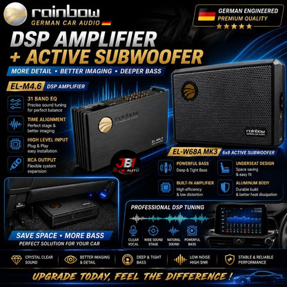 Toyota Honda Nissan Mazda Perodua Proton Rainbow DSP Active Subwoofer Complete Car Audio Package