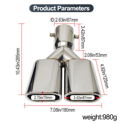 Suitable for Toyota Alphard 40 Series dual exhaust pipe modification, dual square-outlet tailpipe.