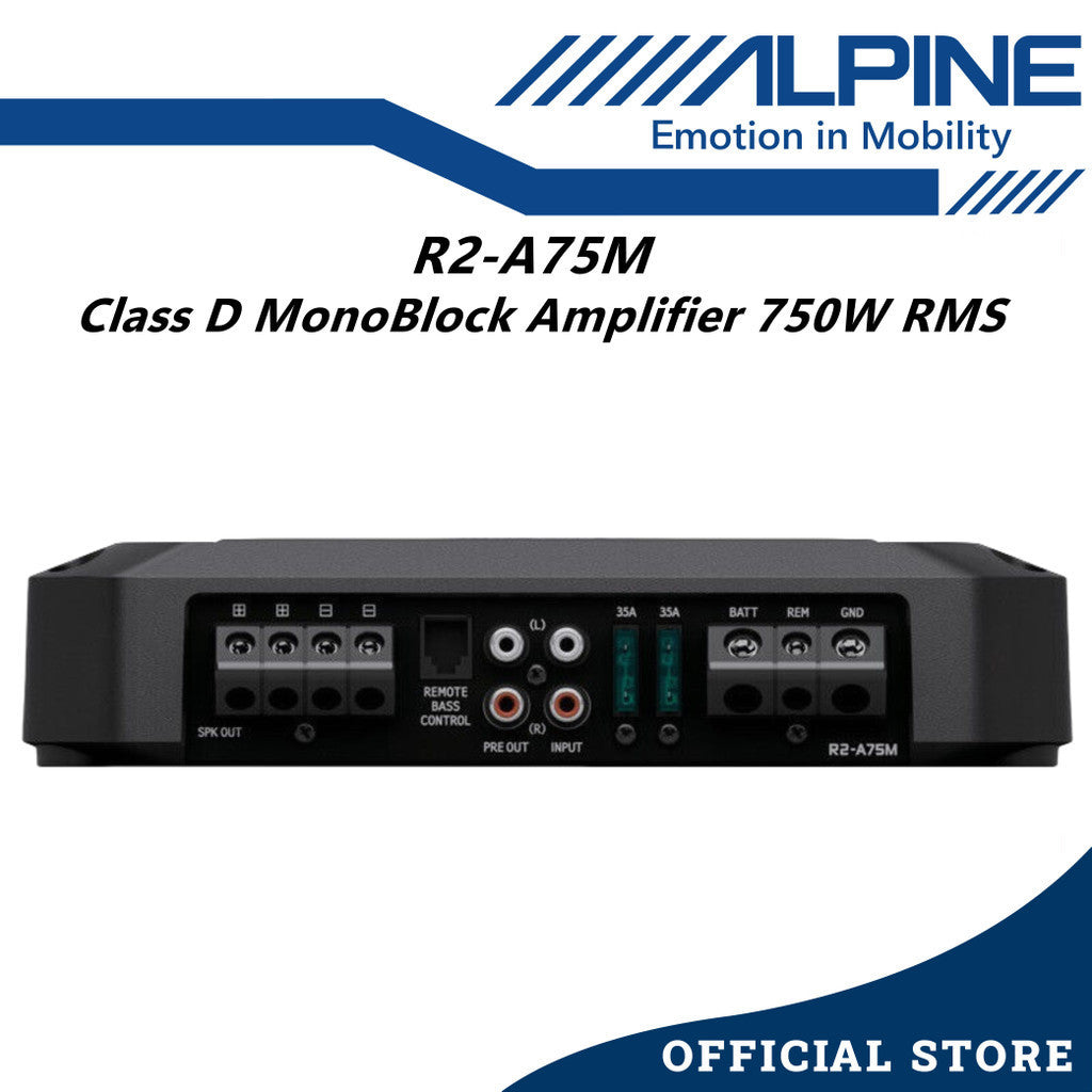 Alpine Class D Mono Block Car Amplifier 750W RMS Monoblock Amp R2-A75M
